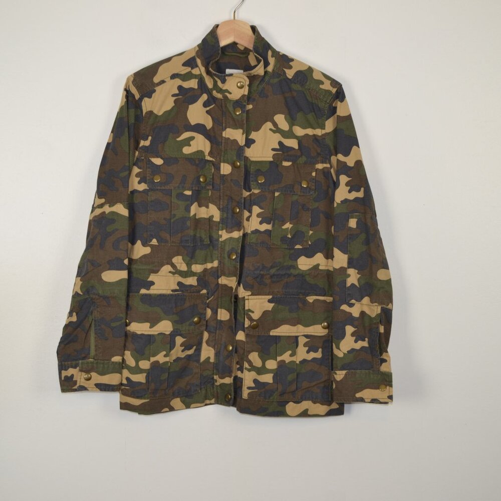 Gap Camo Utility Military Fatigue Women S Full Zip Snap 4 Pocket Oversize Jacket